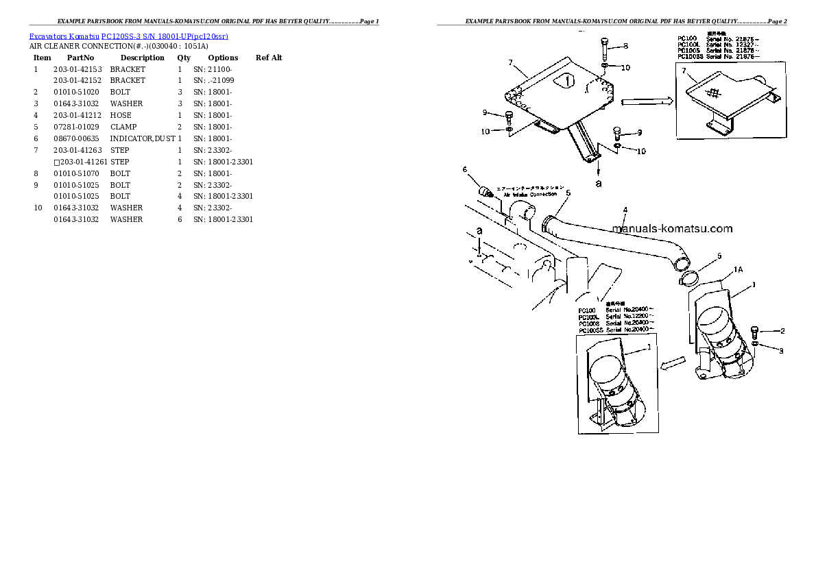 Protected: PC120SS-3 S/N 18001-UP Partsbook