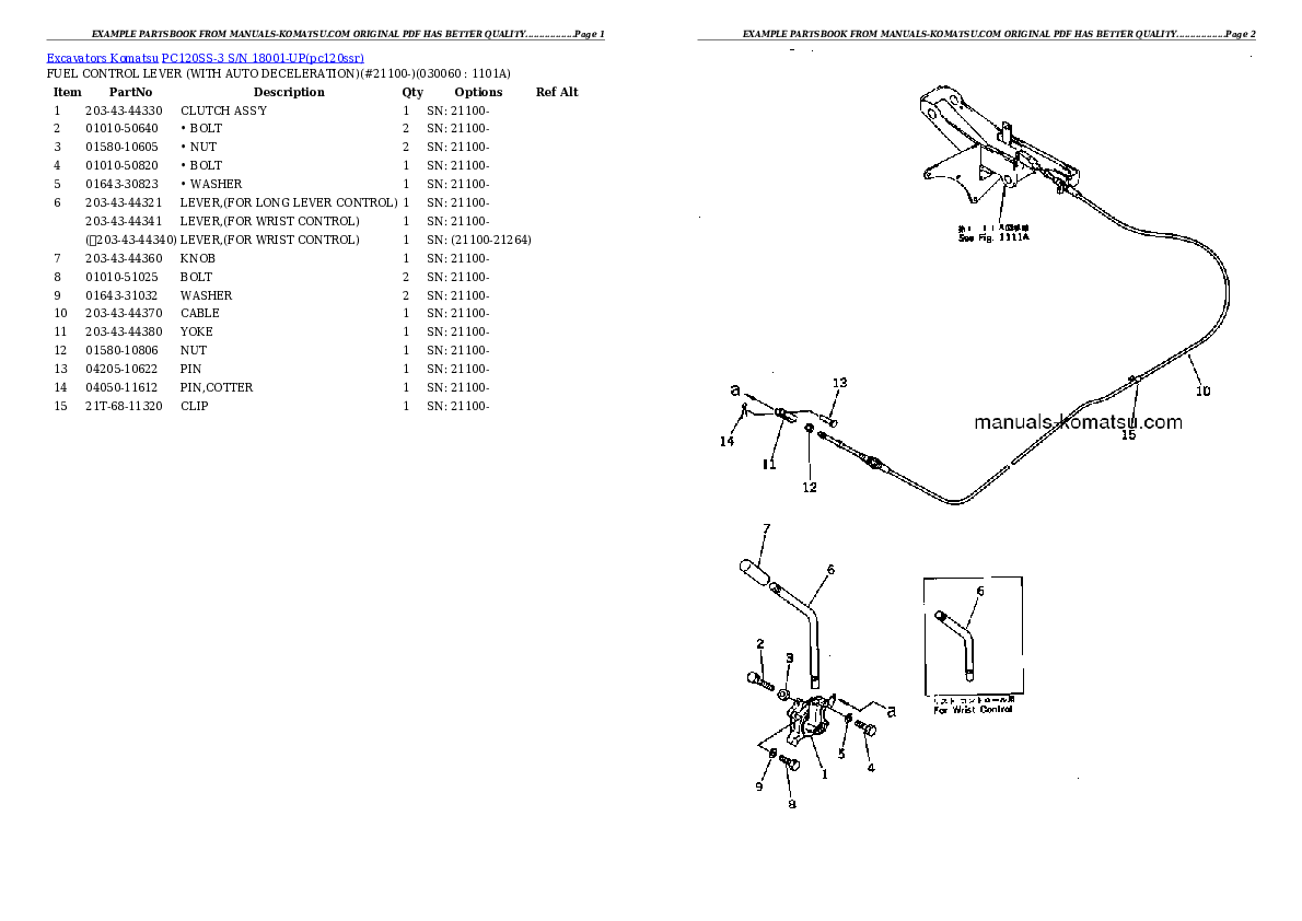 Protected: PC120SS-3 S/N 18001-UP Partsbook