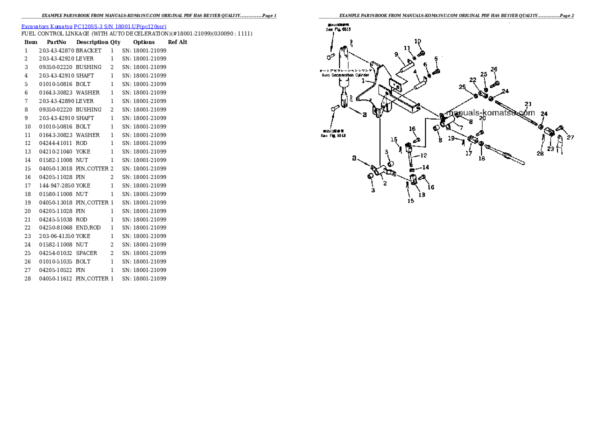 Protected: PC120SS-3 S/N 18001-UP Partsbook