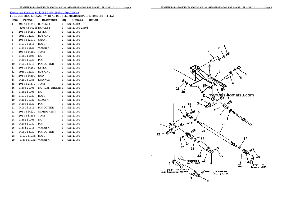 Protected: PC120SS-3 S/N 18001-UP Partsbook