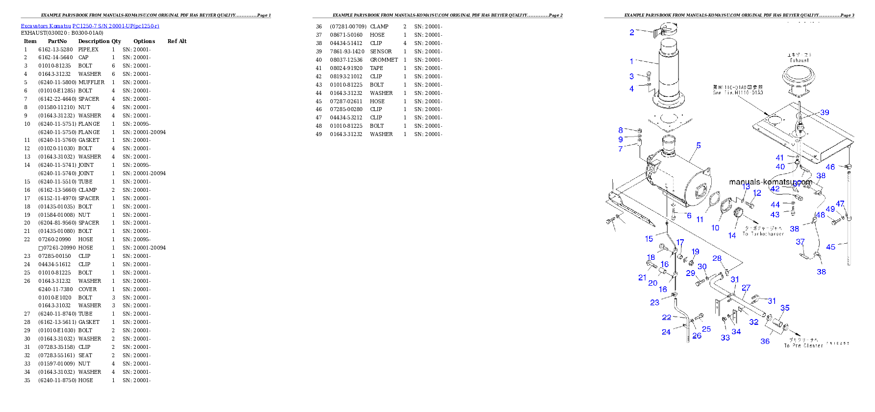 PC1250-7 S/N 20001-UP Partsbook