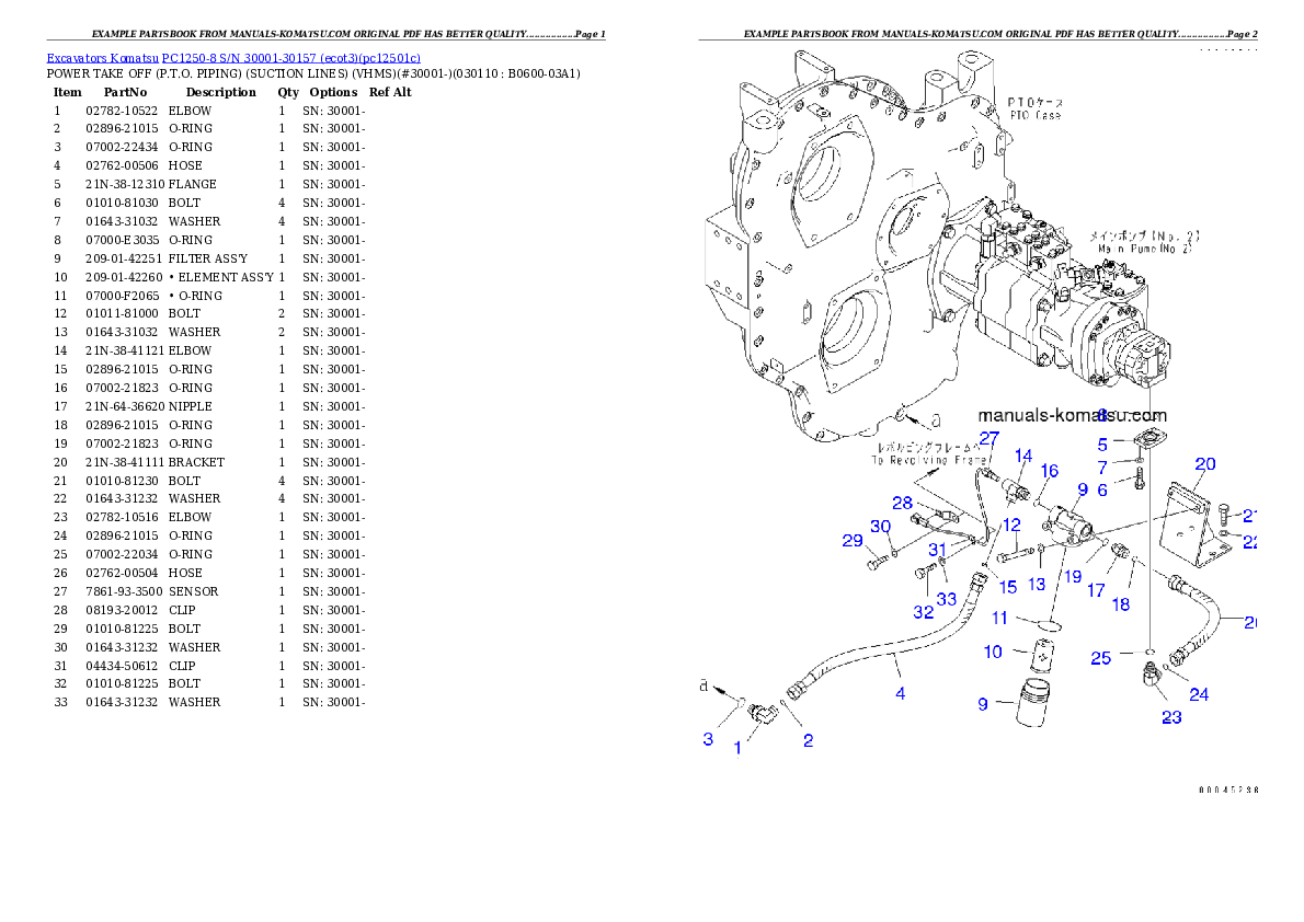 Protected: PC1250-8 S/N 30001-30157 (ecot3) Partsbook