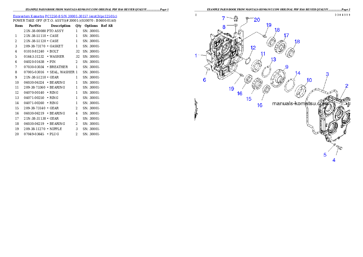 Protected: PC1250-8 S/N 30001-30157 (ecot3) Partsbook