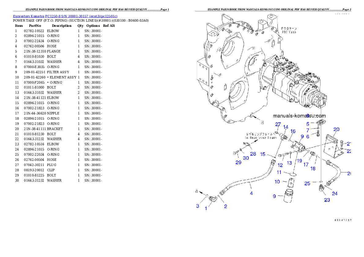 Protected: PC1250-8 S/N 30001-30157 (ecot3) Partsbook