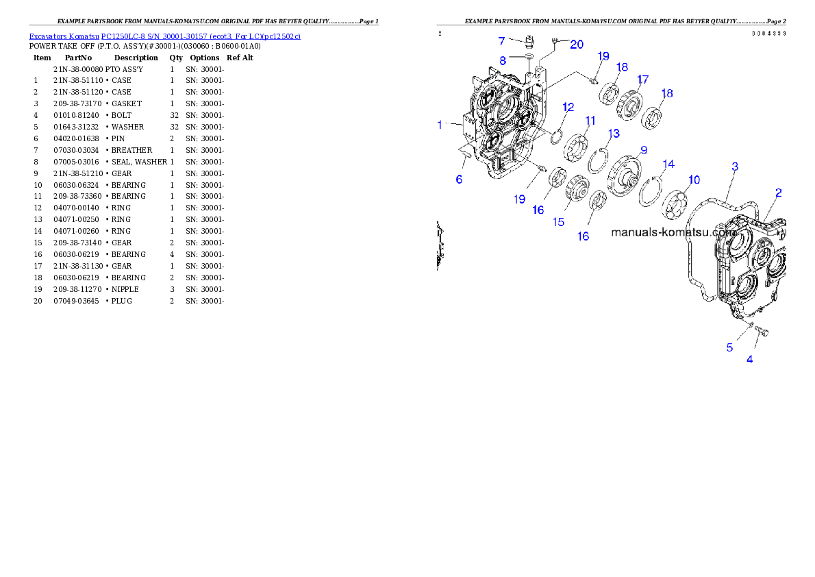 Protected: PC1250LC-8 S/N 30001-30157 (ecot3, For LC) Partsbook