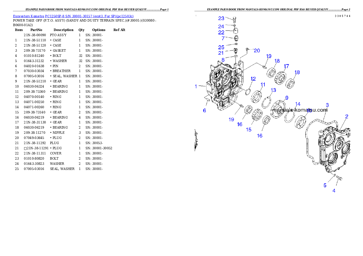 Protected: PC1250SP-8 S/N 30001-30157 (ecot3, For SP) Partsbook