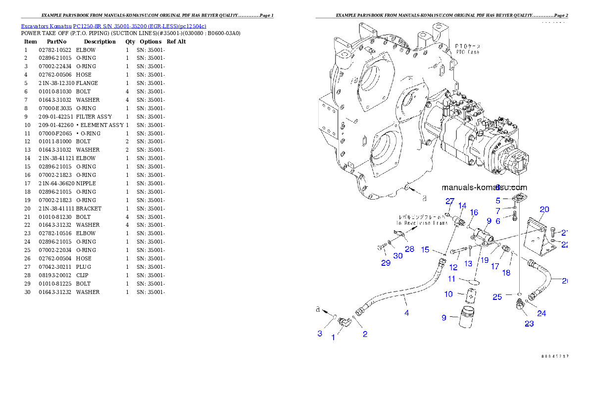 Protected: PC1250-8R S/N 35001-35200 (EGR-LESS) Partsbook