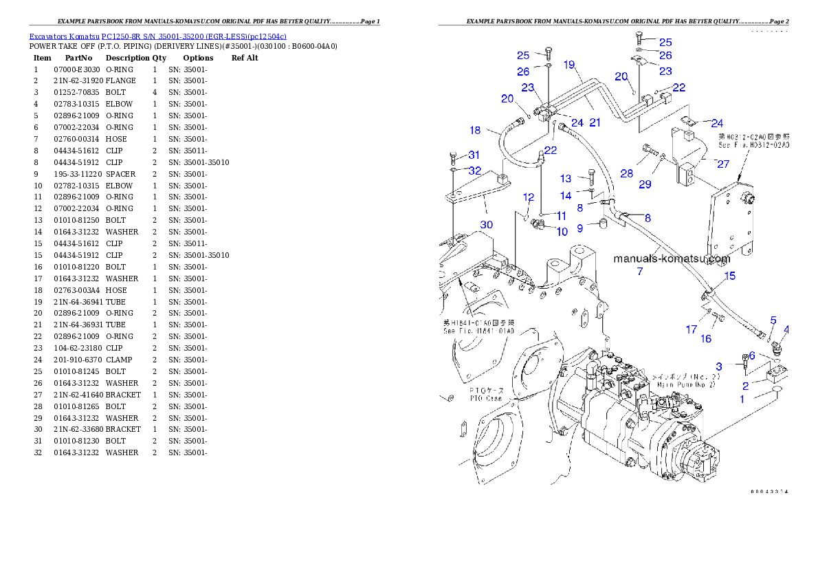 Protected: PC1250-8R S/N 35001-35200 (EGR-LESS) Partsbook