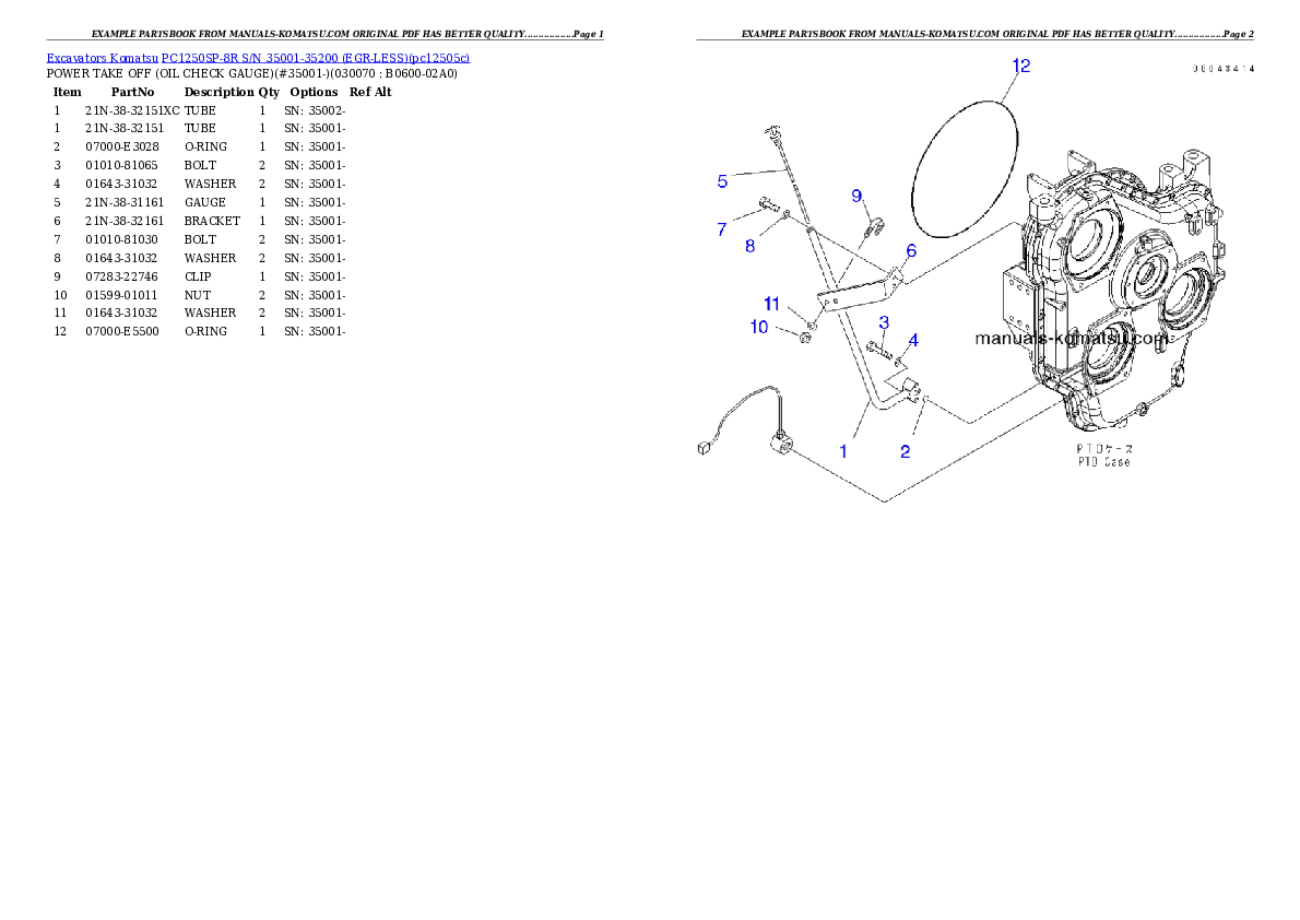 Protected: PC1250SP-8R S/N 35001-35200 (EGR-LESS) Partsbook