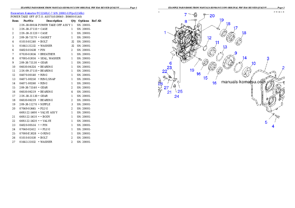 Protected: PC1250LC-7 S/N 20001-UP Partsbook