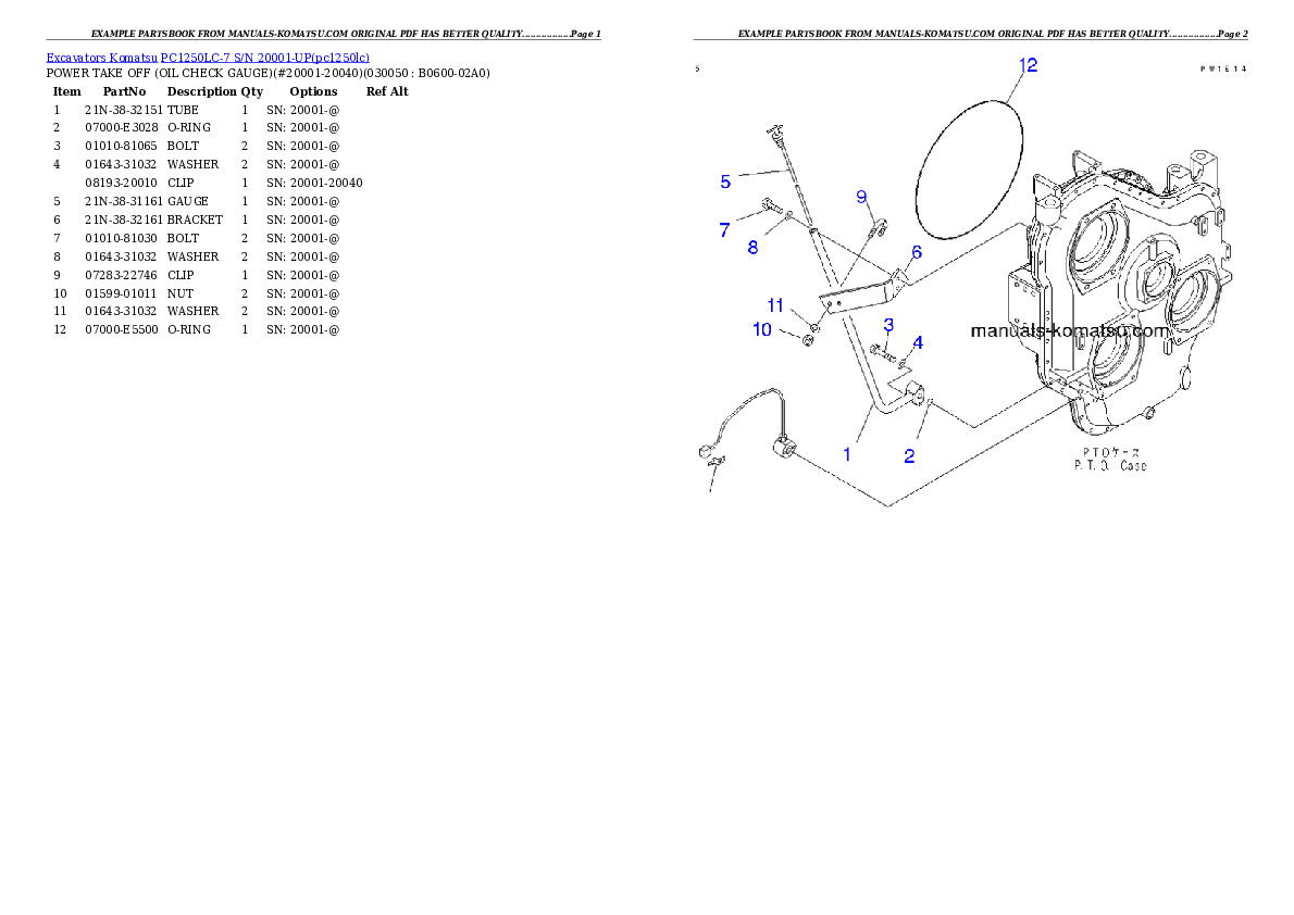 Protected: PC1250LC-7 S/N 20001-UP Partsbook