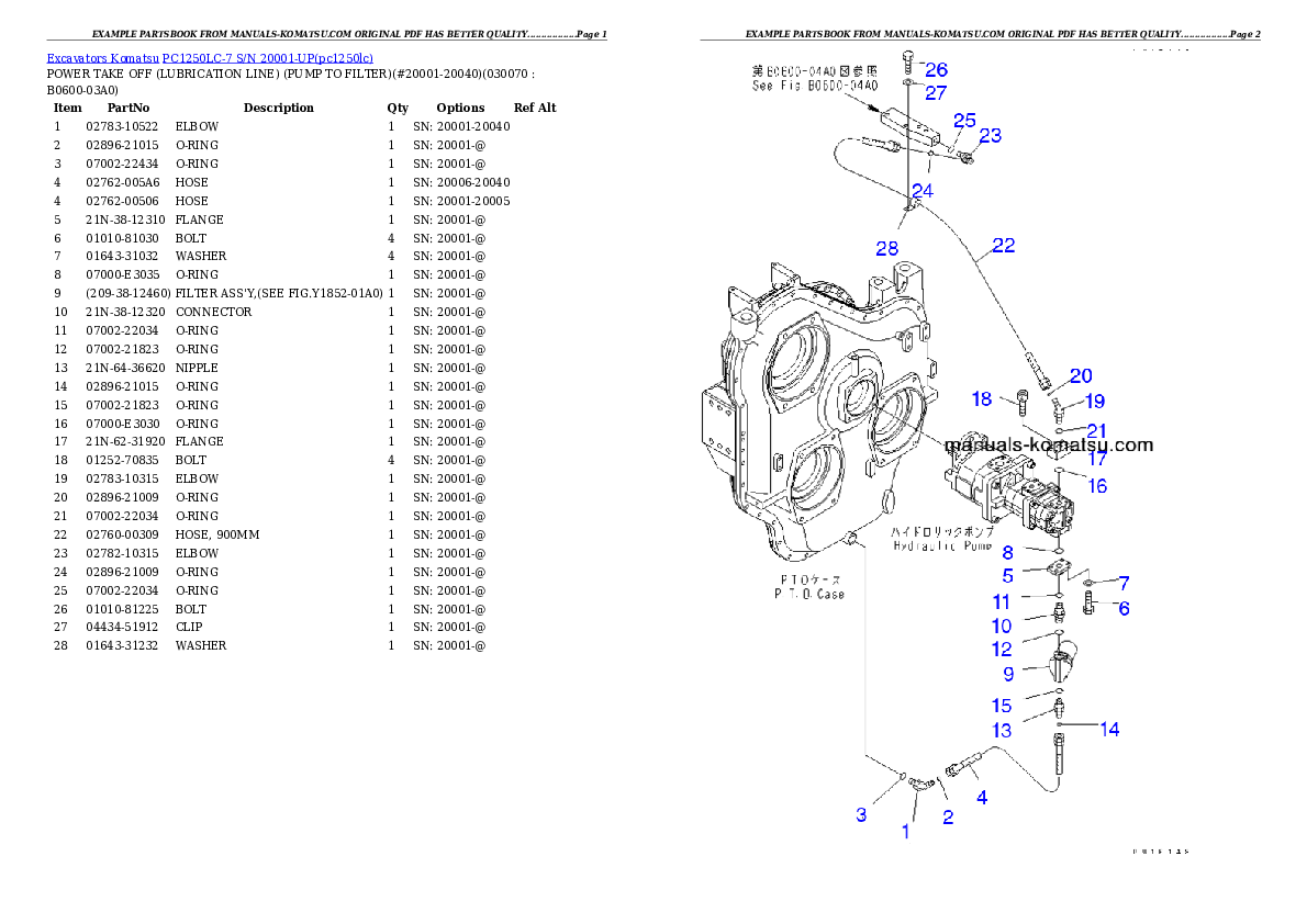 Protected: PC1250LC-7 S/N 20001-UP Partsbook
