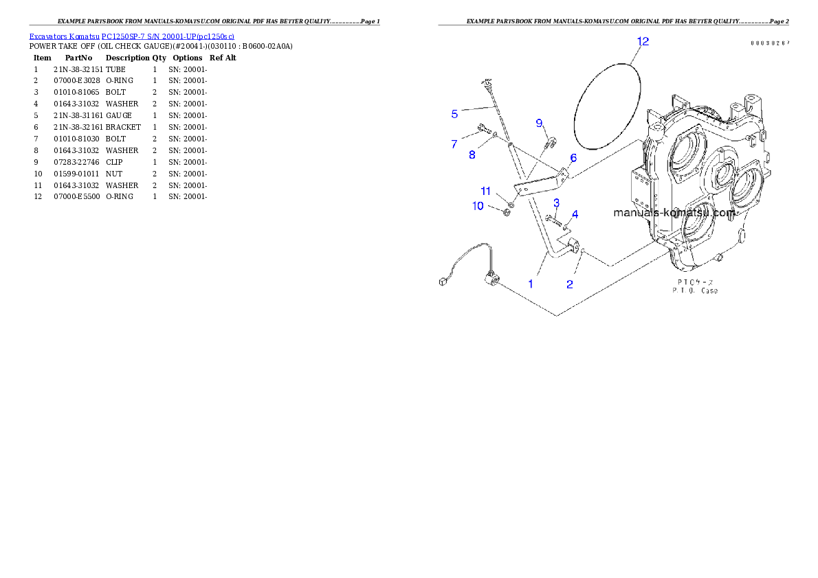 Protected: PC1250SP-7 S/N 20001-UP Partsbook
