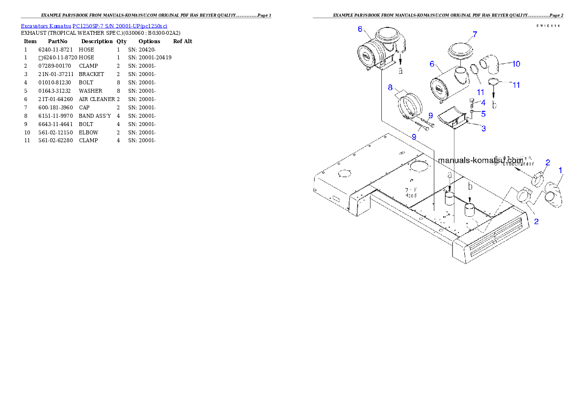 Protected: PC1250SP-7 S/N 20001-UP Partsbook
