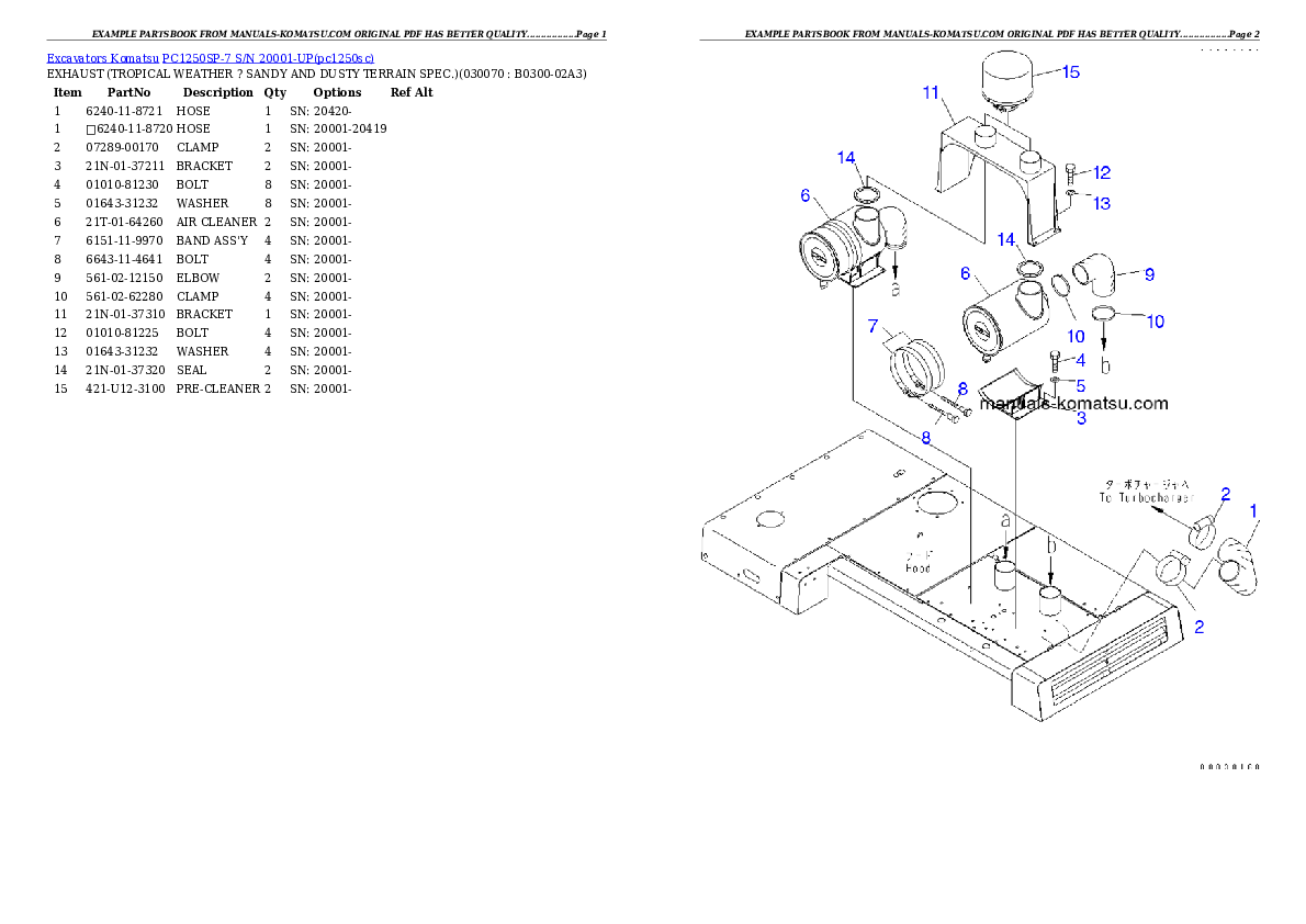Protected: PC1250SP-7 S/N 20001-UP Partsbook