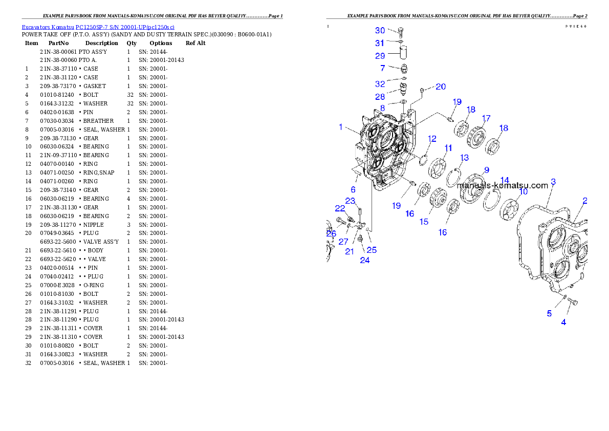Protected: PC1250SP-7 S/N 20001-UP Partsbook