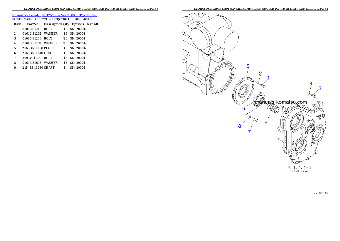 Protected: PC1250SE-7 S/N 20001-UP Partsbook
