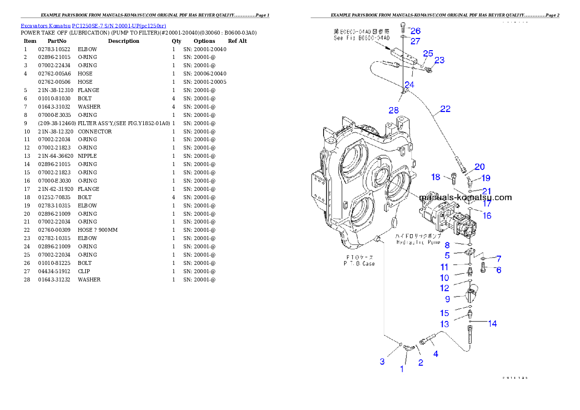 Protected: PC1250SE-7 S/N 20001-UP Partsbook
