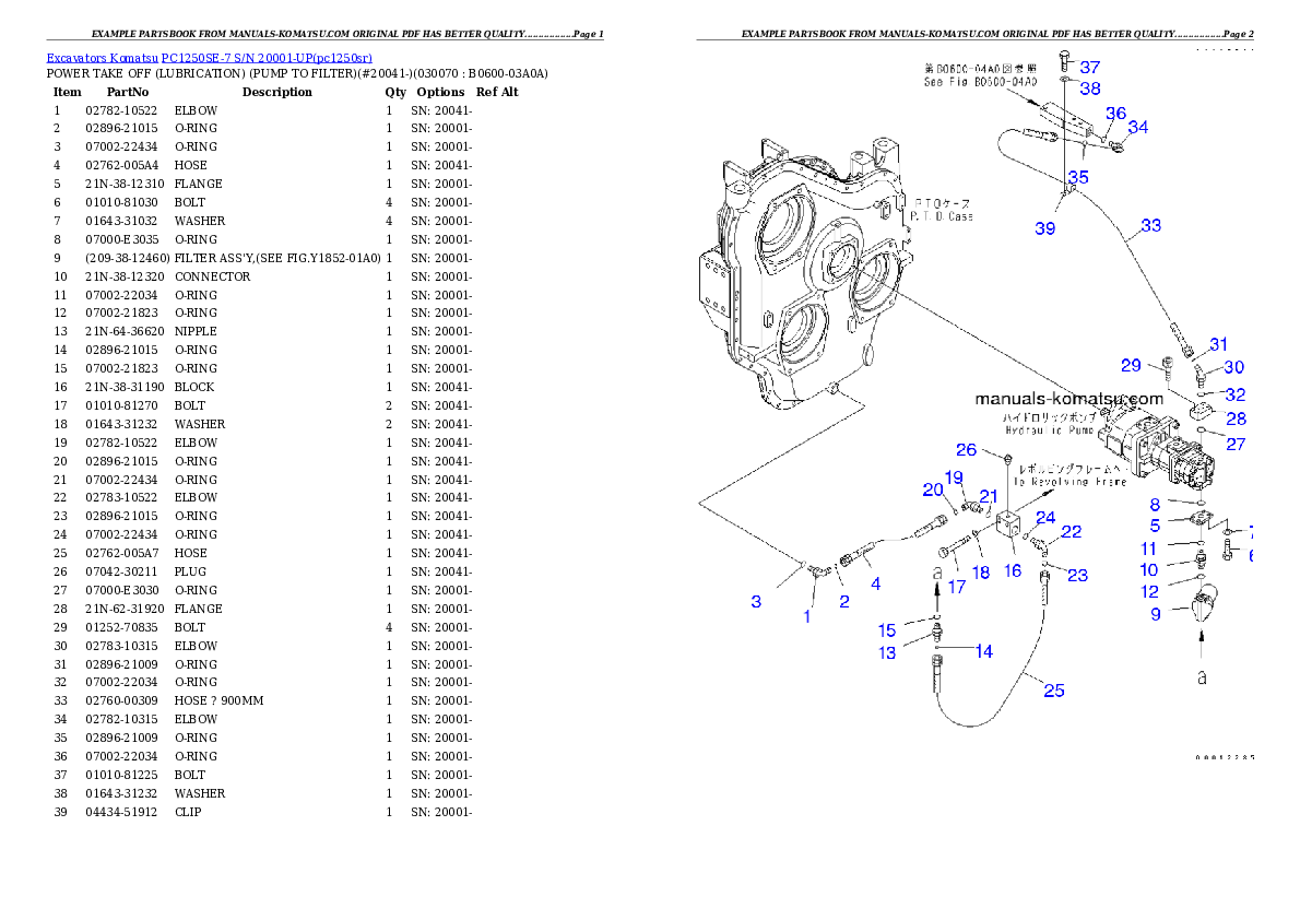Protected: PC1250SE-7 S/N 20001-UP Partsbook