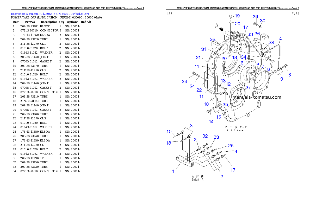 Protected: PC1250SE-7 S/N 20001-UP Partsbook