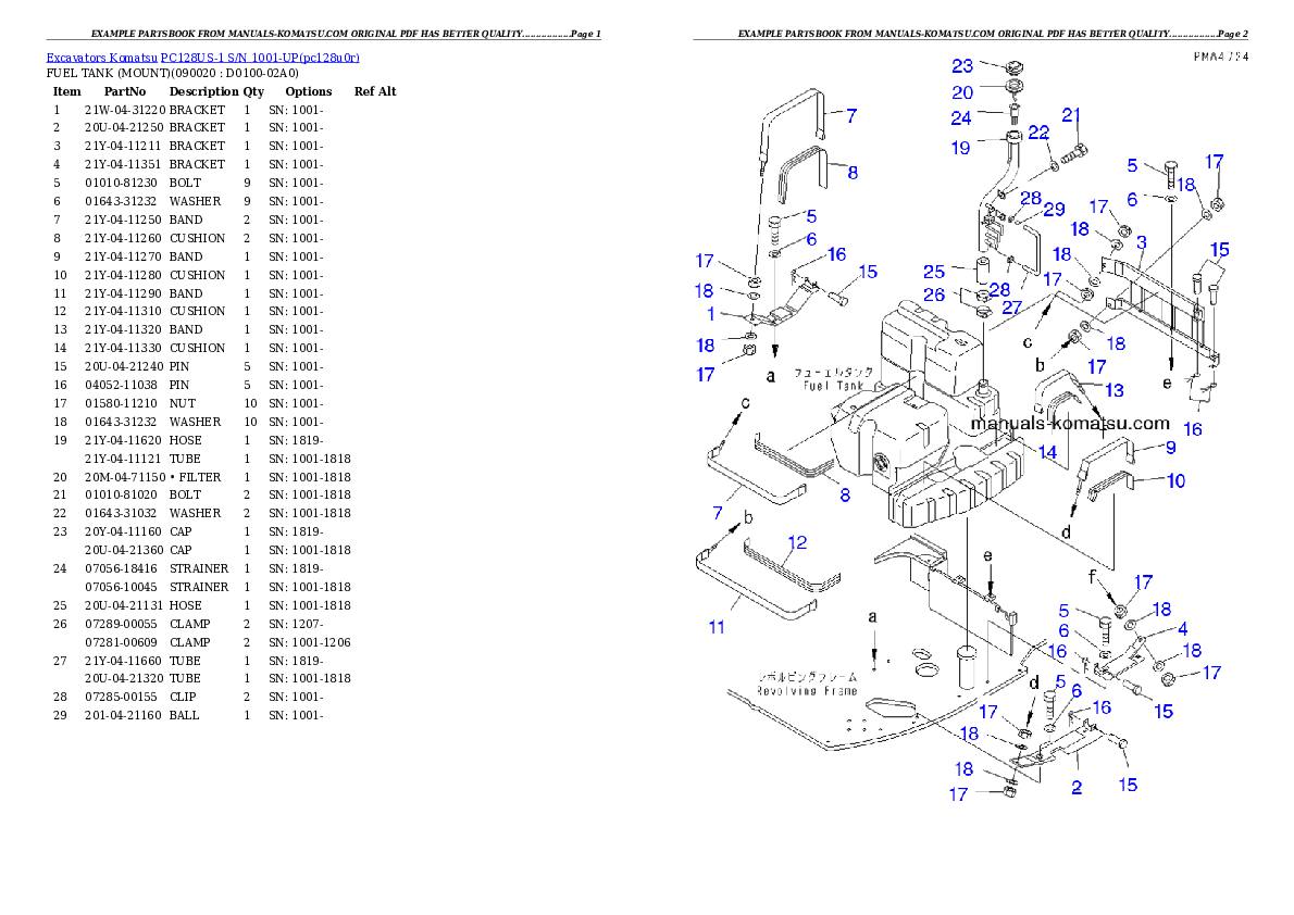 Protected: PC128US-1 S/N 1001-UP Partsbook