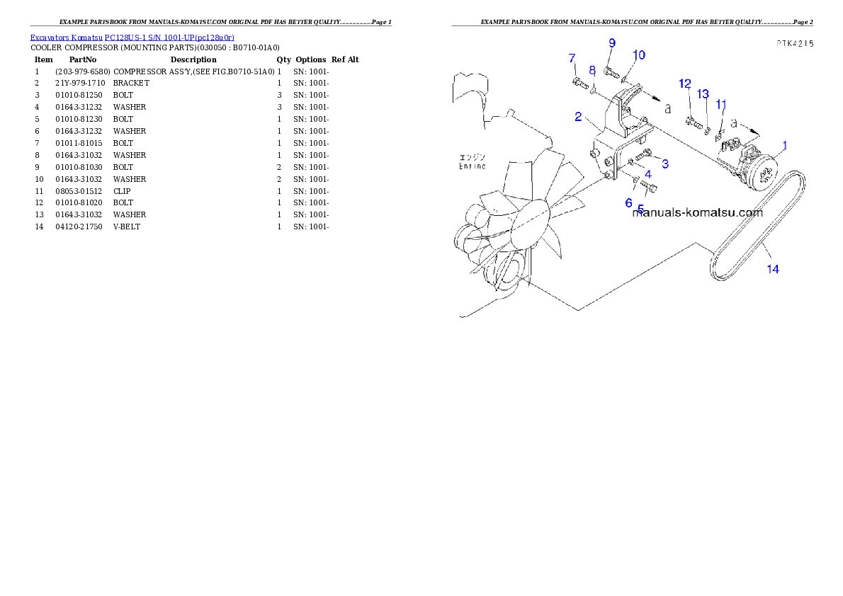 Protected: PC128US-1 S/N 1001-UP Partsbook