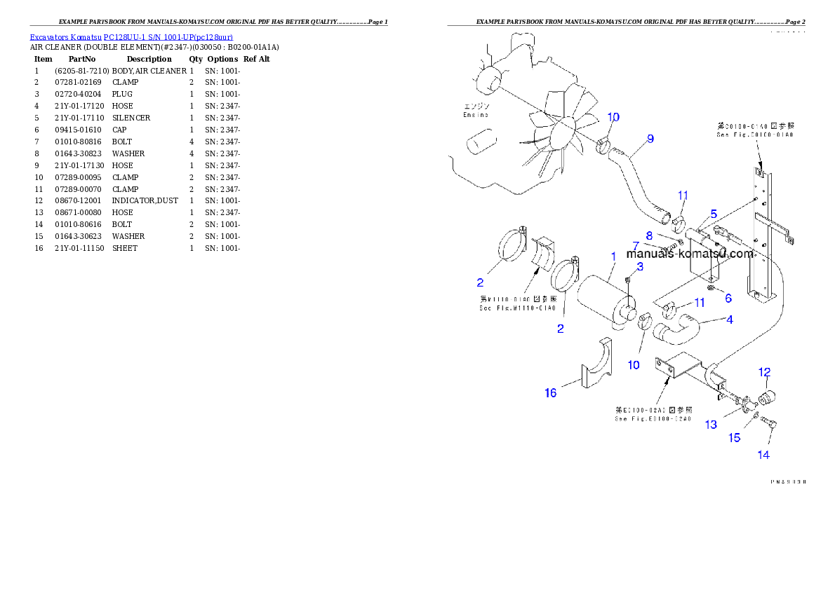 Protected: PC128UU-1 S/N 1001-UP Partsbook