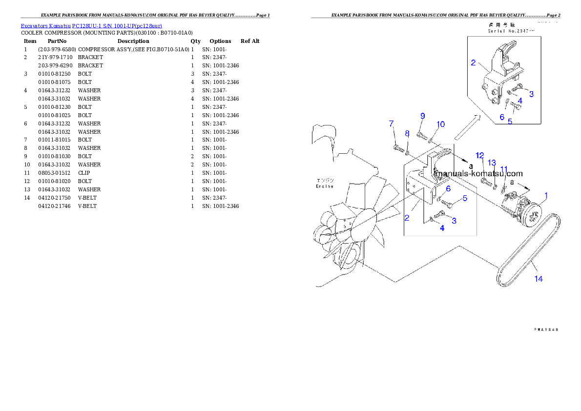Protected: PC128UU-1 S/N 1001-UP Partsbook