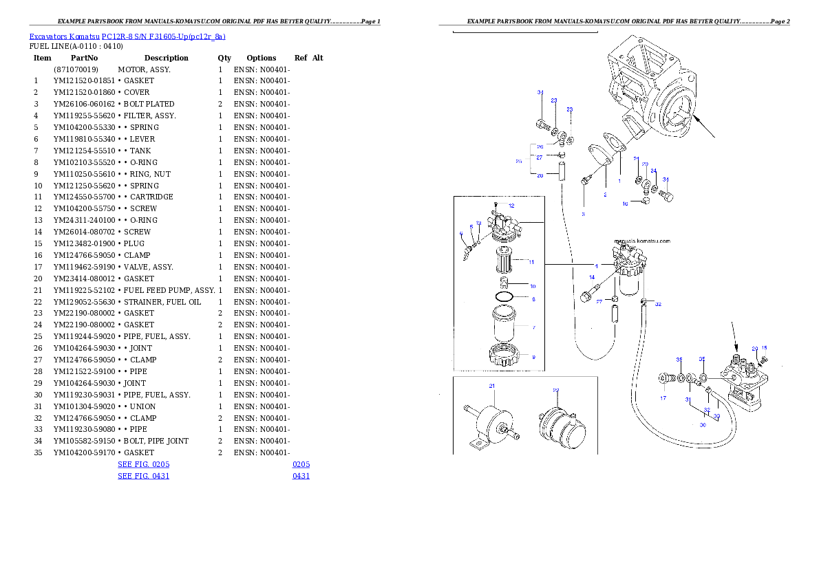 Protected: PC12R-8 S/N F31605-Up Partsbook