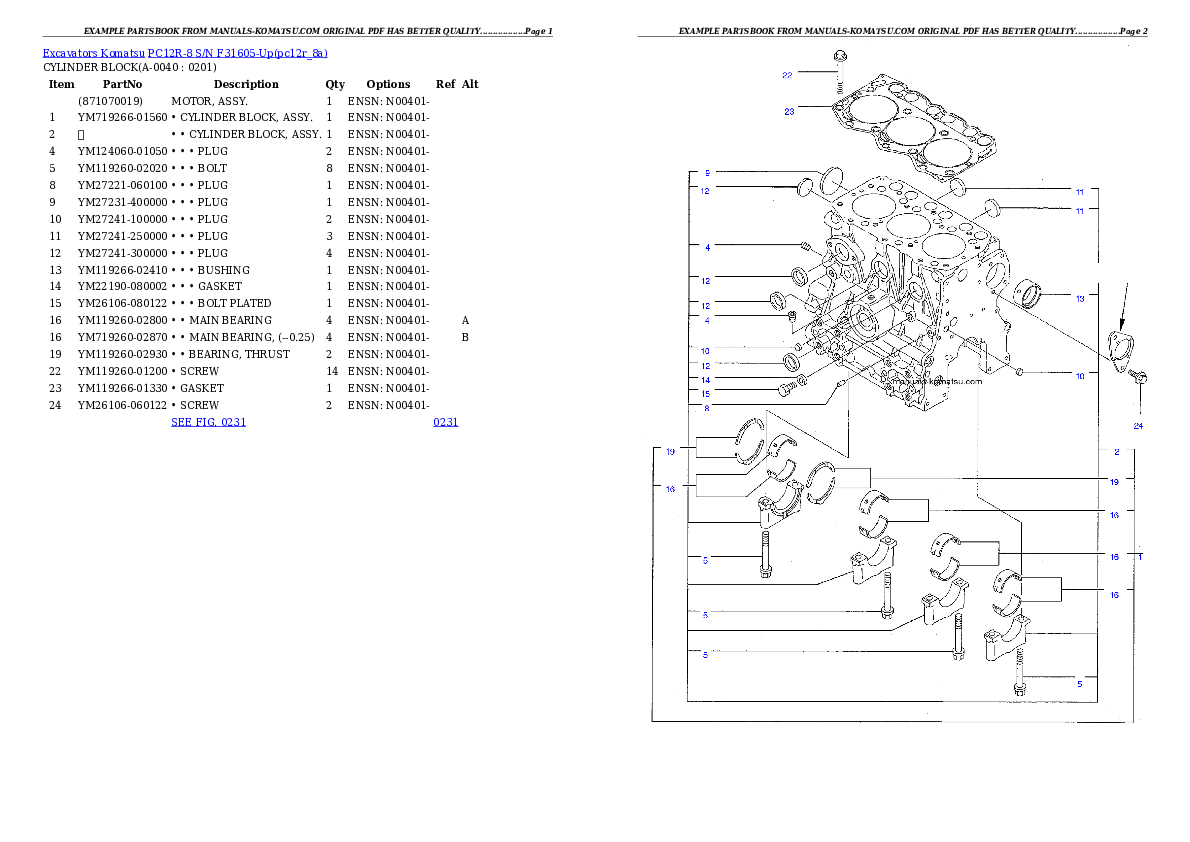 Protected: PC12R-8 S/N F31605-Up Partsbook