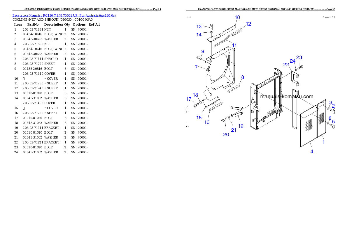 Protected: PC130-7 S/N 70001-UP (For Australia) Partsbook