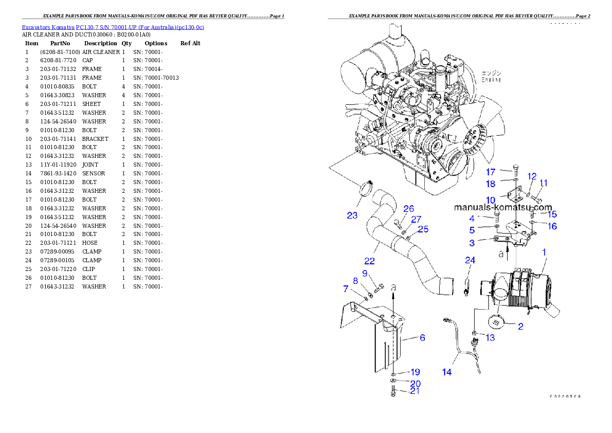 Protected: PC130-7 S/N 70001-UP (For Australia) Partsbook