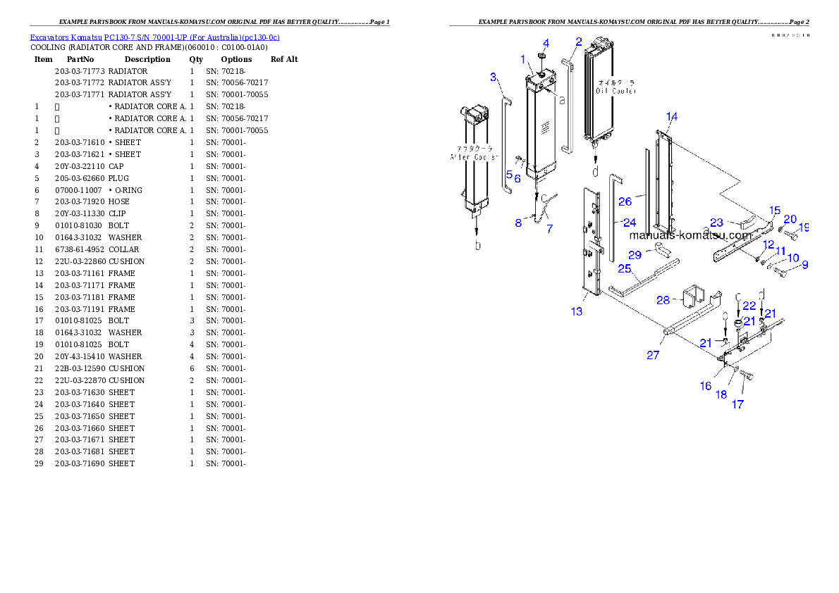 Protected: PC130-7 S/N 70001-UP (For Australia) Partsbook