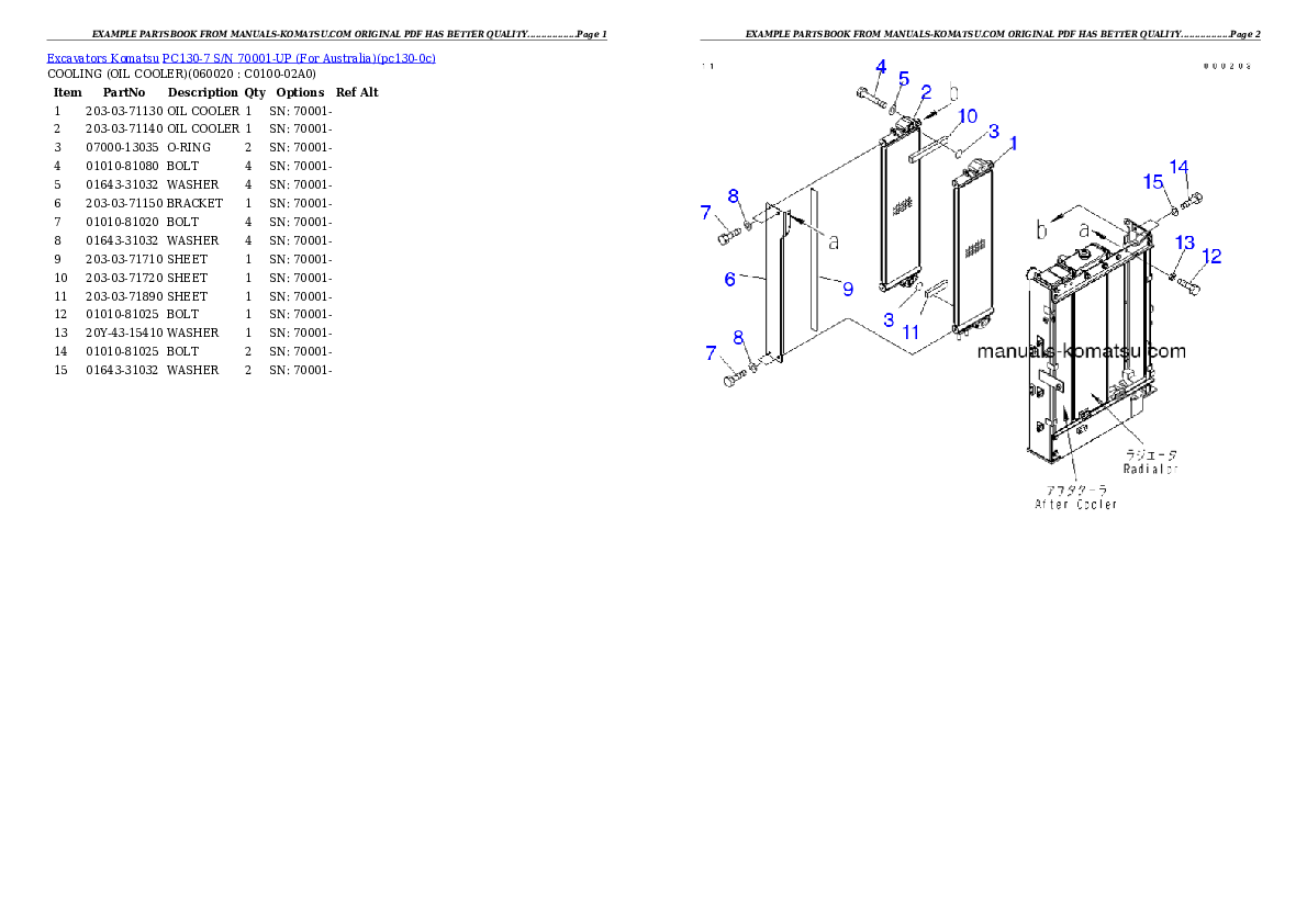 Protected: PC130-7 S/N 70001-UP (For Australia) Partsbook