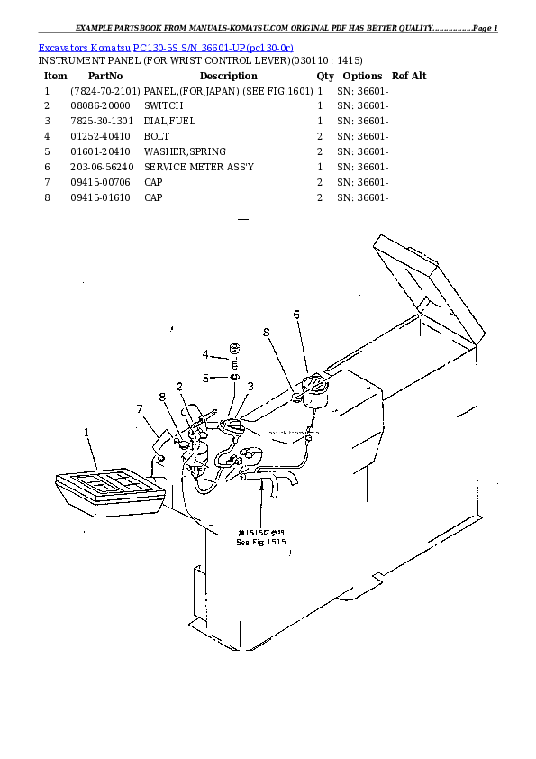 Protected: PC130-5S S/N 36601-UP Partsbook