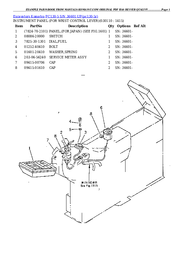 Protected: PC130-5 S/N 36601-UP Partsbook