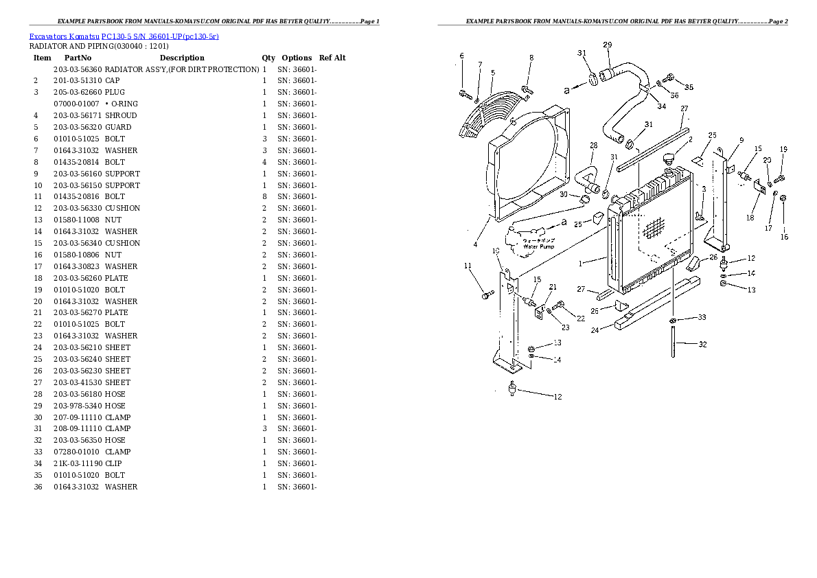 Protected: PC130-5 S/N 36601-UP Partsbook