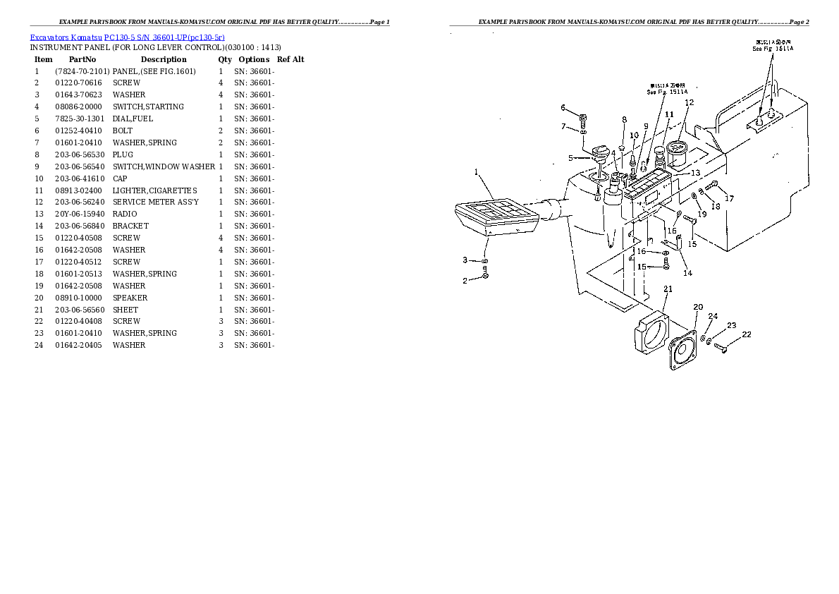 Protected: PC130-5 S/N 36601-UP Partsbook
