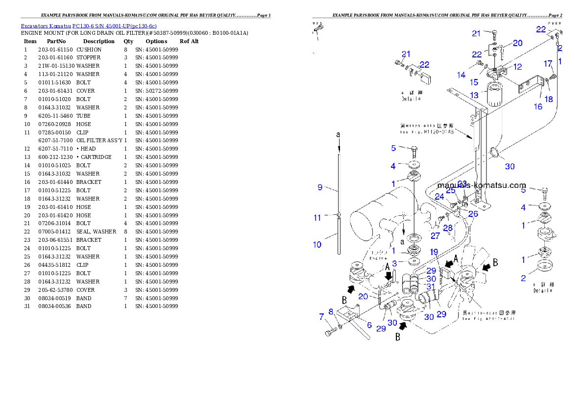 Protected: PC130-6 S/N 45001-UP Partsbook