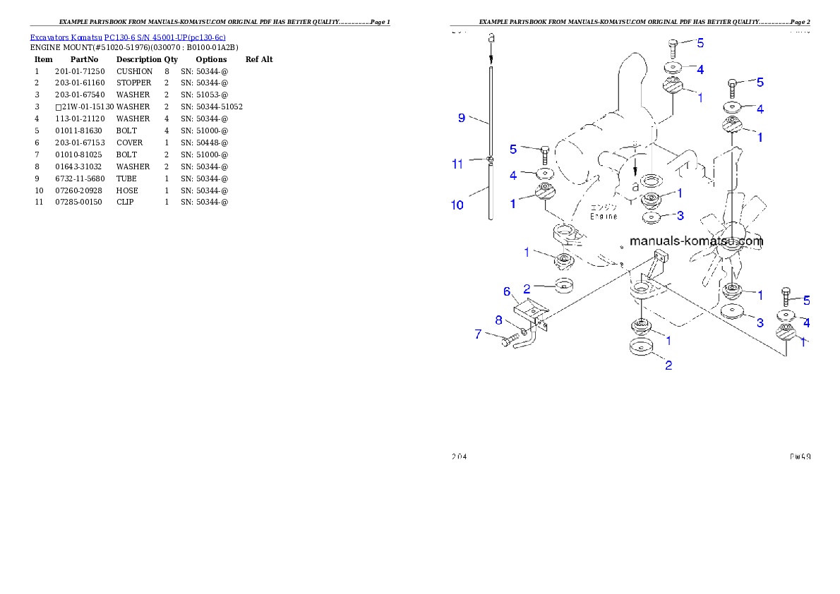 Protected: PC130-6 S/N 45001-UP Partsbook
