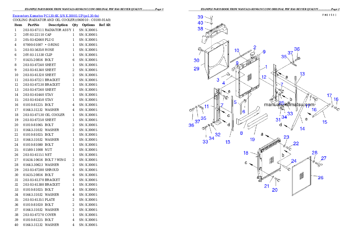 Protected: PC130-6K S/N K30001-UP Partsbook