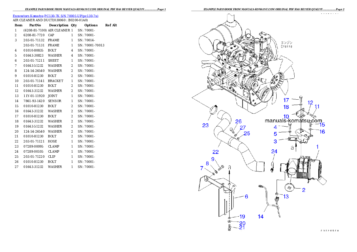 Protected: PC130-7K S/N 70001-UP Partsbook