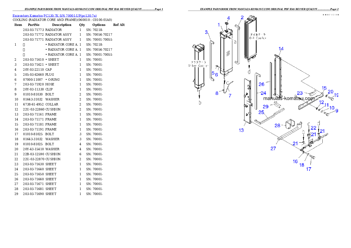 Protected: PC130-7K S/N 70001-UP Partsbook