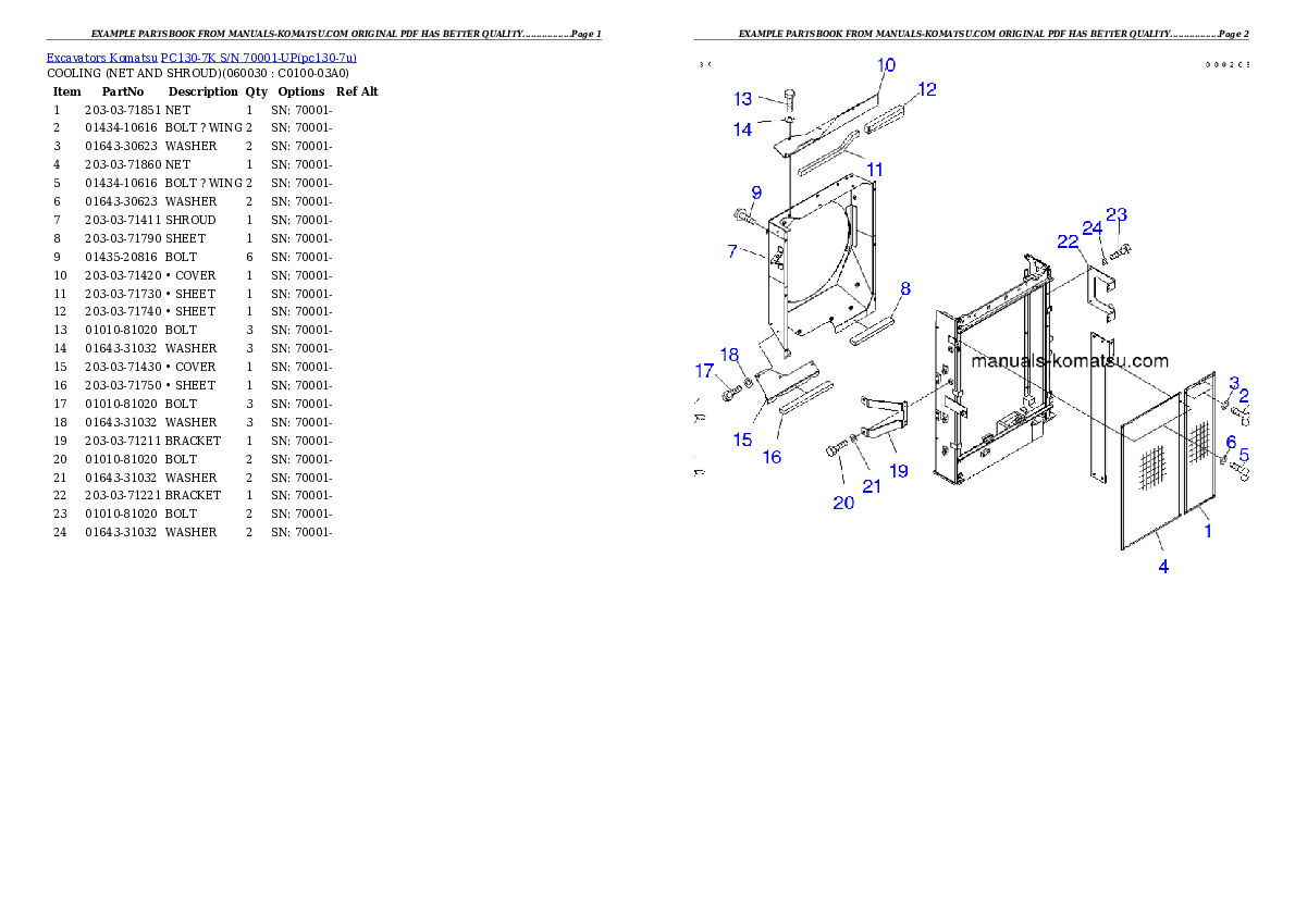 Protected: PC130-7K S/N 70001-UP Partsbook