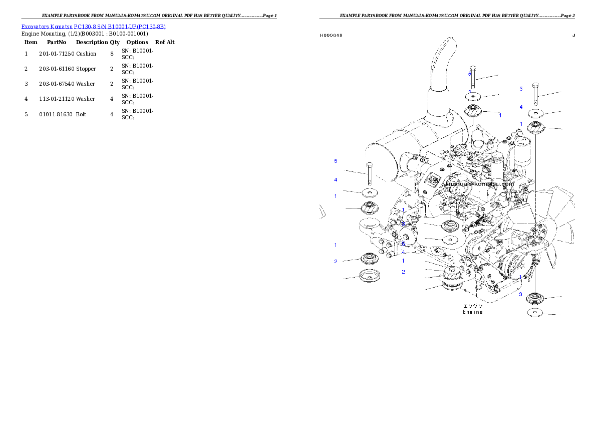 Protected: PC130-8 S/N B10001-UP Partsbook