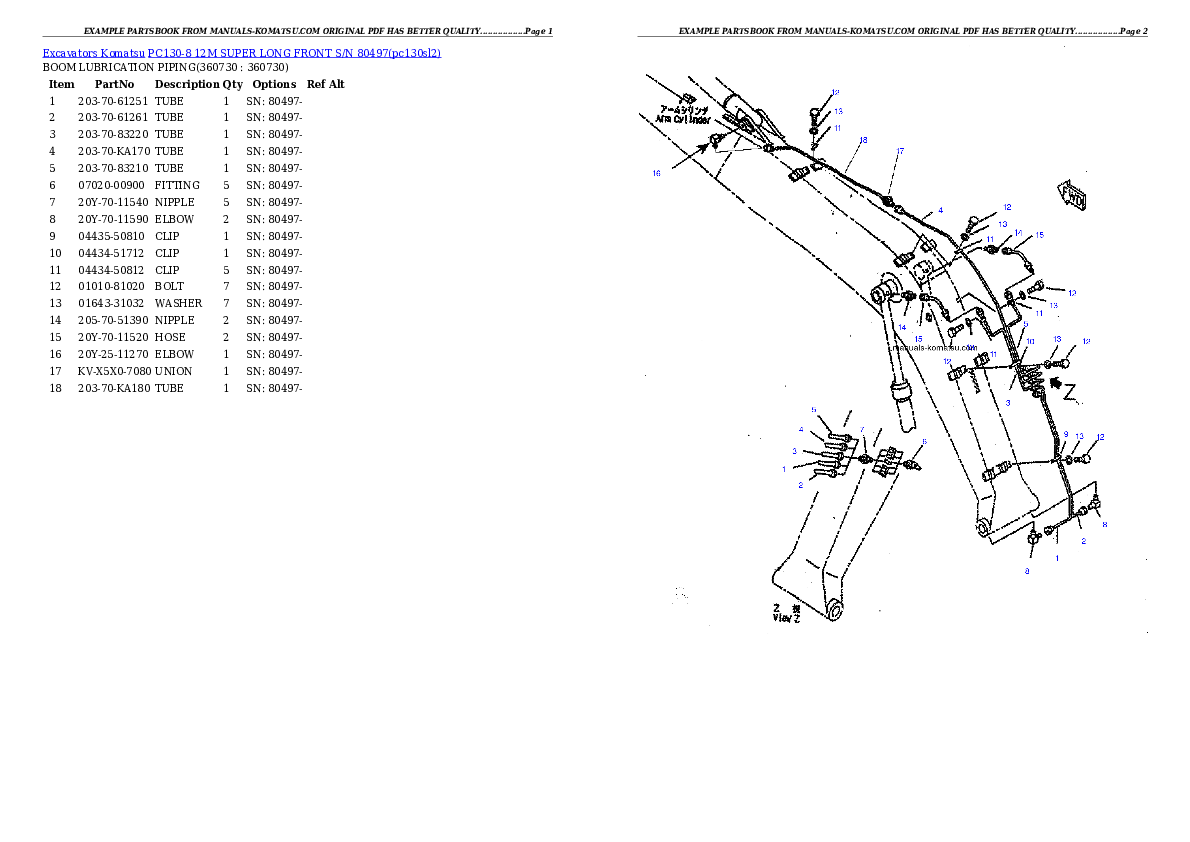 Protected: PC130-8 12M SUPER LONG FRONT S/N 80497 Partsbook