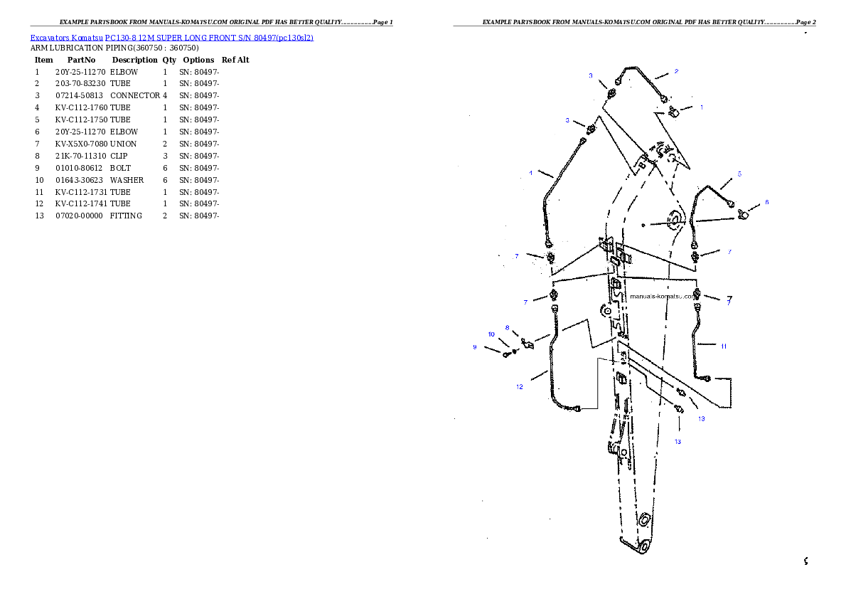 Protected: PC130-8 12M SUPER LONG FRONT S/N 80497 Partsbook
