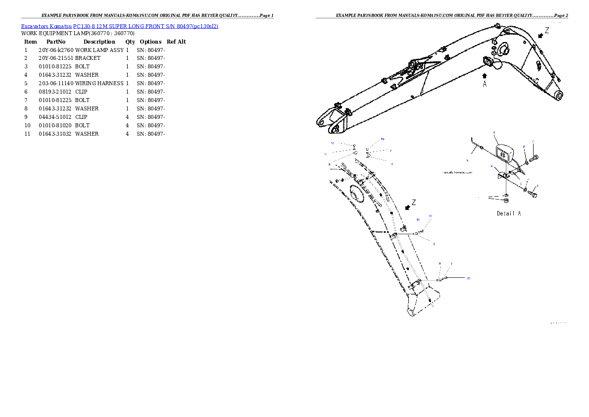 Protected: PC130-8 12M SUPER LONG FRONT S/N 80497 Partsbook