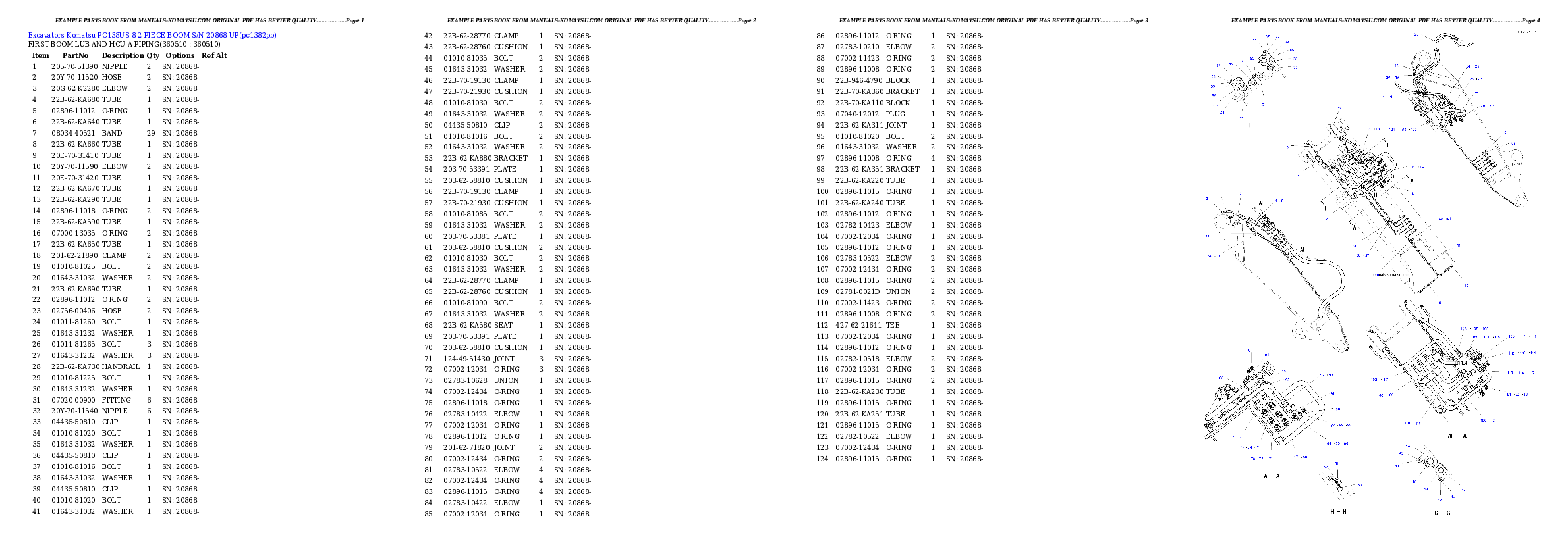 Protected: PC138US-8 2 PIECE BOOM S/N 20868-UP Partsbook
