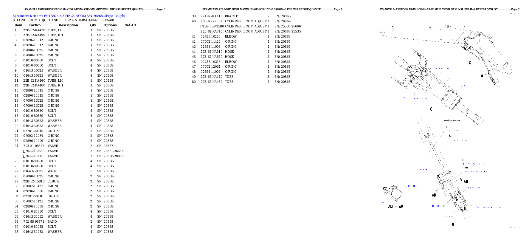 Protected: PC138US-8 2 PIECE BOOM S/N 20868-UP Partsbook